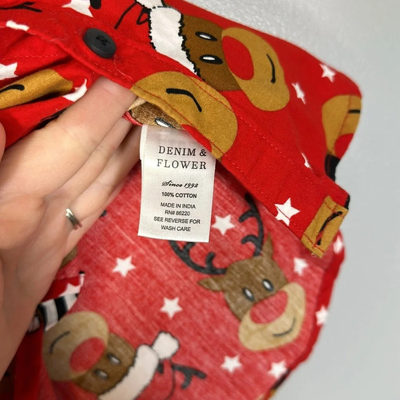 Denim & Flower Ricky Singh Reindeer Button Down Long Sleeve Boys Size 4 - Picture 8 of 10